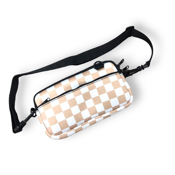 Tan Checkerboard Cross Body Purse - Drink Handlers