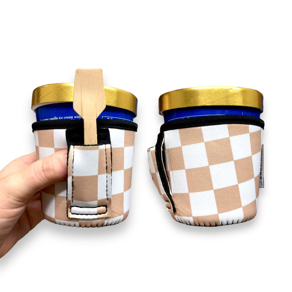 Tan Checkerboard Pint Size Ice Cream Handler™ - Drink Handlers