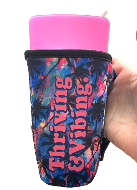 Thriving and Vibing 16oz PINT Glass / Medium Fountain Drinks and Tumbler Handlers™ - Drink Handlers