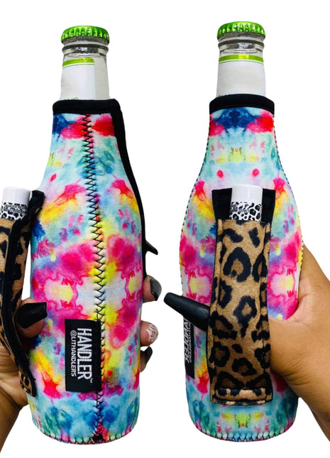 Tie Dye w/ Leopard 12oz Bottleneck Handler™ - Drink Handlers