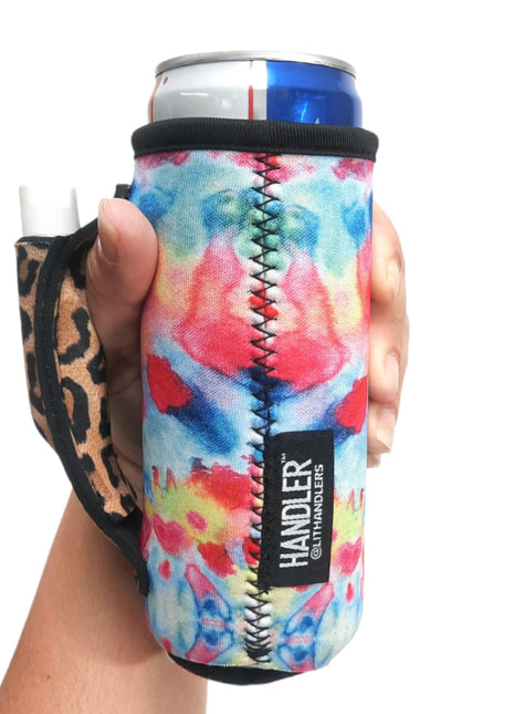 Tie Dye w/ Leopard 12oz Slim Can Handler™ - Drink Handlers
