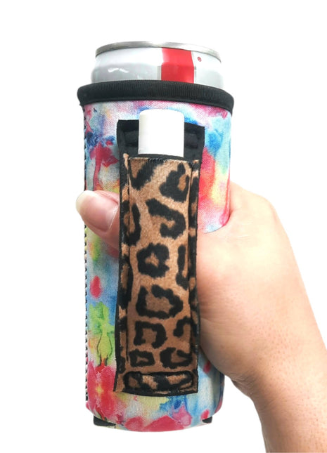 Tie Dye w/ Leopard 12oz Slim Can Handler™ - Drink Handlers