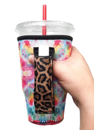 Tie Dye w/ Leopard 20oz Large Coffee / Tea / Tumbler Handler™ - Drink Handlers