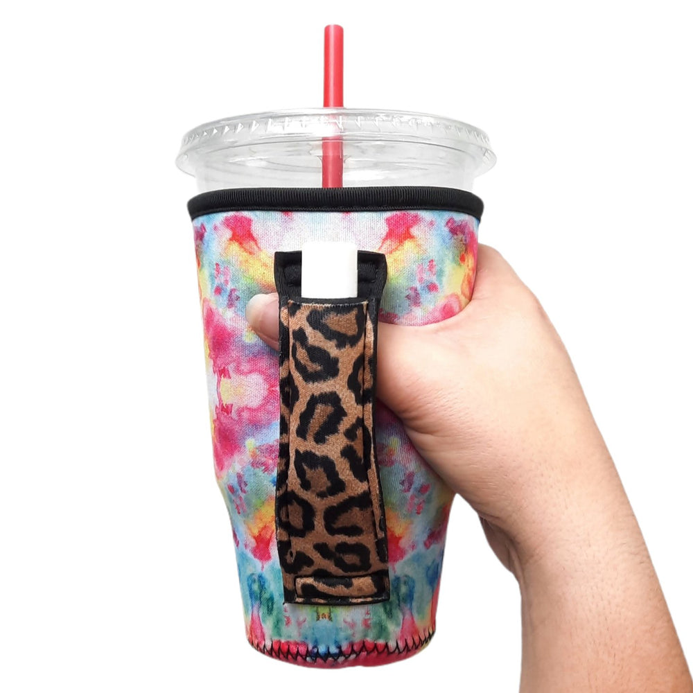 Tie Dye w/ Leopard 20oz Large Coffee / Tea / Tumbler Handler™ - Drink Handlers