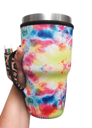 Tie Dye w/ Leopard 30oz Tumbler Handler™ - Drink Handlers