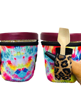 Tie Dye w/ Leopard Pint Size Ice Cream Handler™ - Drink Handlers