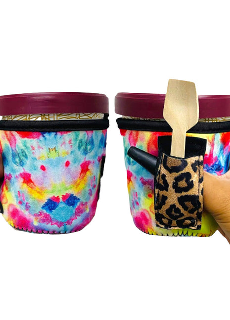 Tie Dye w/ Leopard Pint Size Ice Cream Handler™ - Drink Handlers