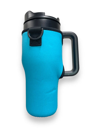 Turquoise 25-35oz Tumbler With Handle Sleeve - Drink Handlers