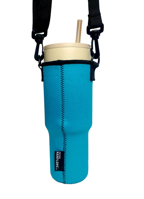 Turquoise 40oz Tumbler With Handle Sleeve - Drink Handlers