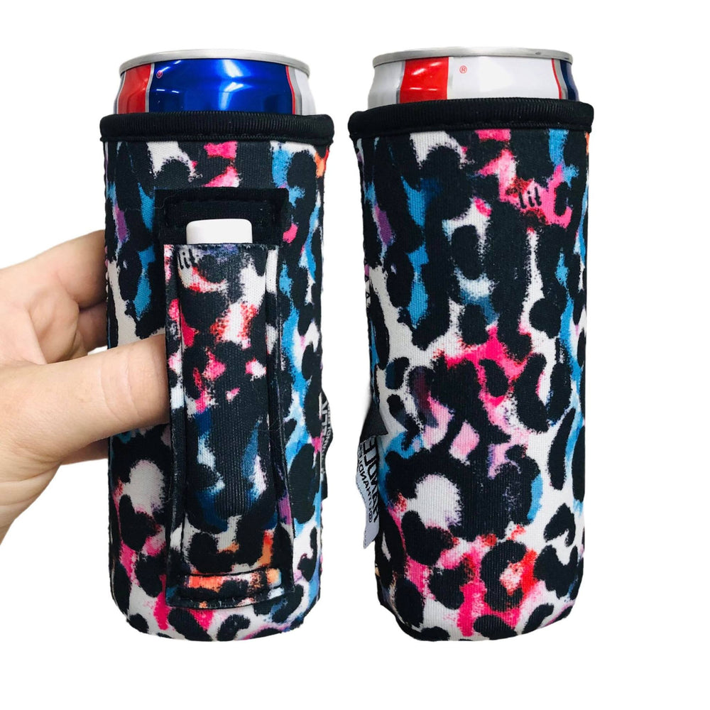 Watercolor Leopard 12oz Slim Can Handler™ - Drink Handlers