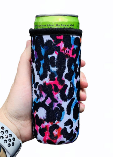 Watercolor Leopard 12oz Slim Can Sleeve - Drink Handlers