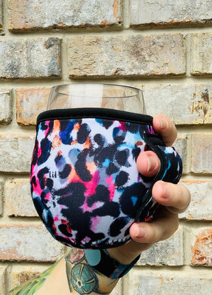 Watercolor Leopard 12oz Wine Tumbler Handler - Drink Handlers