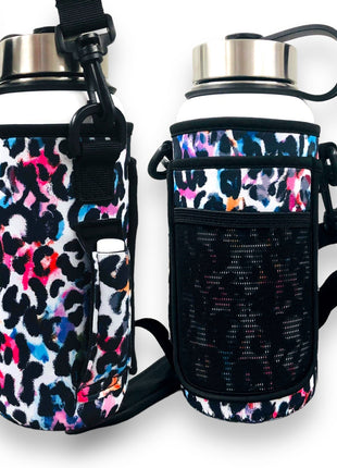 Watercolor Leopard 30-40oz Tumbler Handler™ With Carrying Strap - Drink Handlers