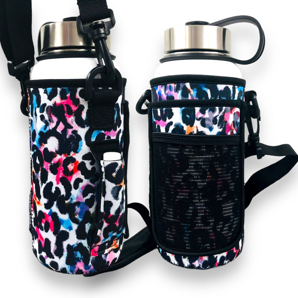 Watercolor Leopard 30-40oz Tumbler Handler™ With Carrying Strap - Drink Handlers