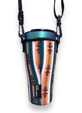 Western Aztec 25-35oz Tumbler With Handle Sleeve - Drink Handlers