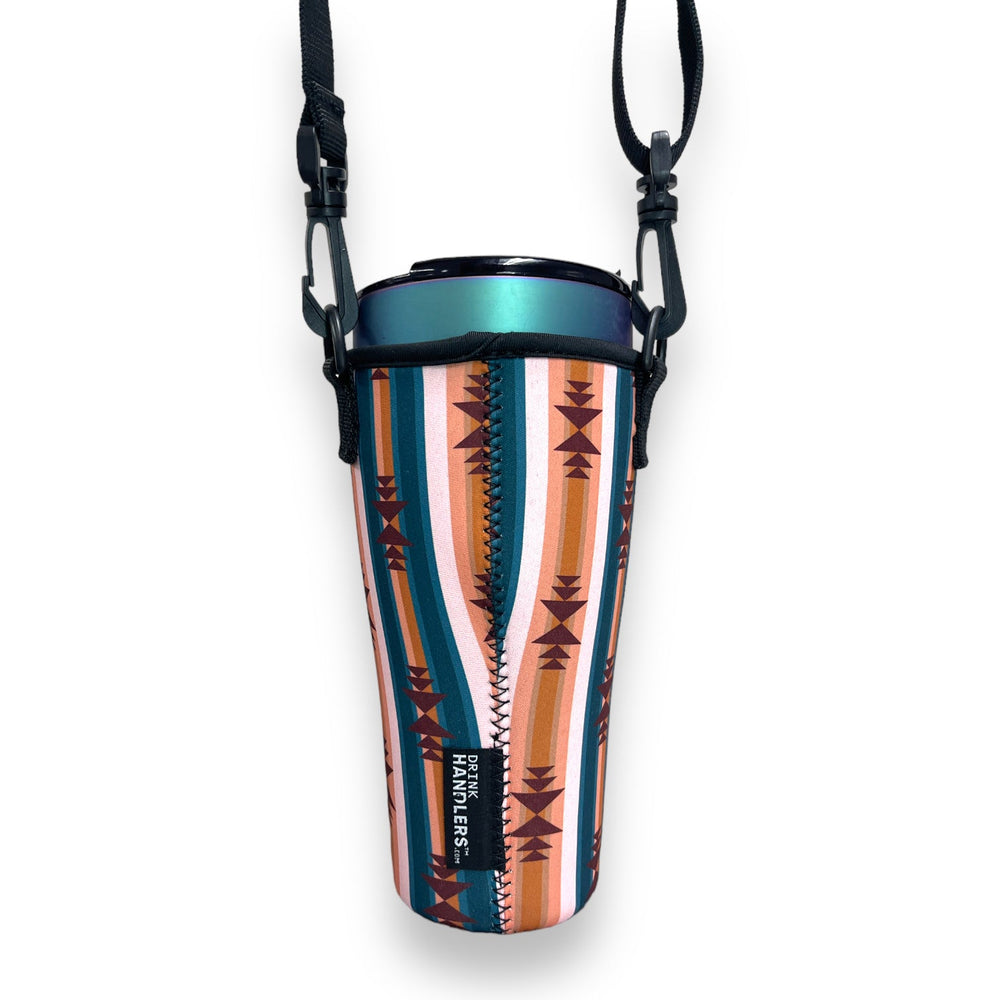 Western Aztec 25-35oz Tumbler With Handle Sleeve - Drink Handlers