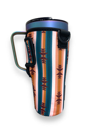 Western Aztec 25-35oz Tumbler With Handle Sleeve - Drink Handlers