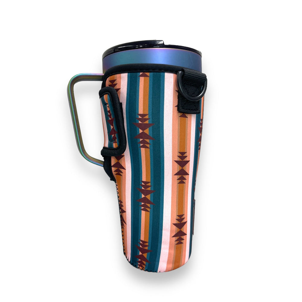 Western Aztec 25-35oz Tumbler With Handle Sleeve - Drink Handlers