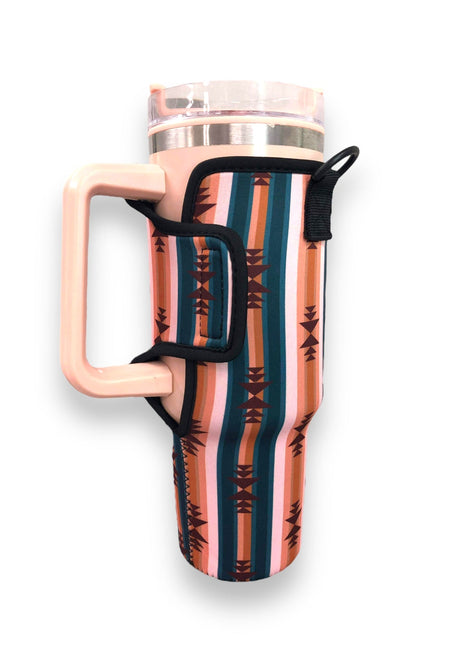 Western Aztec 40oz Tumbler With Handle Sleeve - Drink Handlers