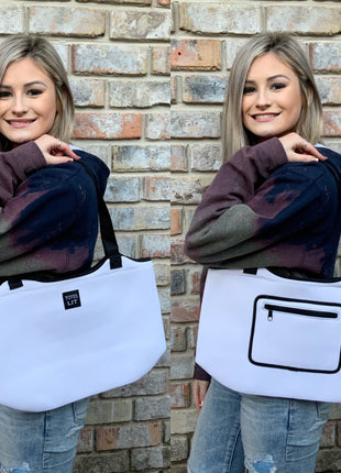 White Neoprene Tote - Drink Handlers