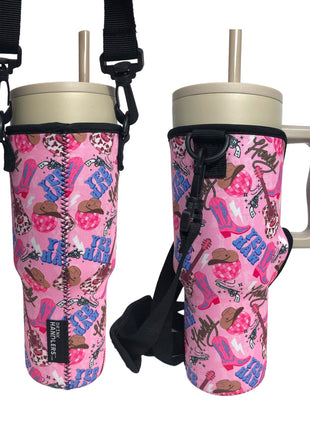 Yee Haw Cowgirl 40oz Tumbler With Handle Sleeve - Drink Handlers