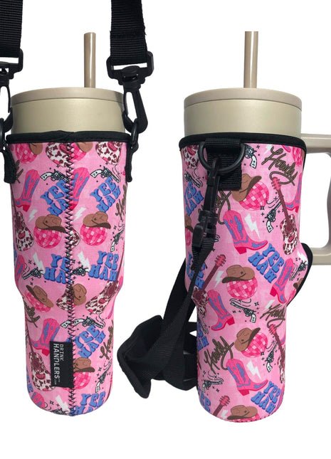 Yee Haw Cowgirl 40oz Tumbler With Handle Sleeve - Drink Handlers