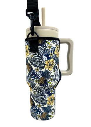 Yellow Isle 40oz Tumbler With Handle Sleeve - Drink Handlers