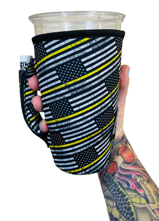 Yellow Line 20oz Large Coffee / Tea / Tumbler Handler™ - Drink Handlers