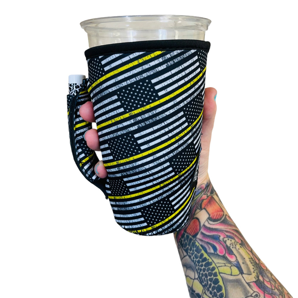 Yellow Line 20oz Large Coffee / Tea / Tumbler Handler™ - Drink Handlers