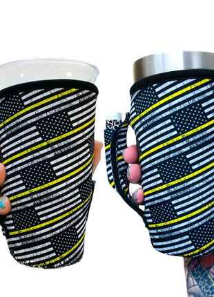Yellow Line 20oz Large Coffee / Tea / Tumbler Handler™ - Drink Handlers