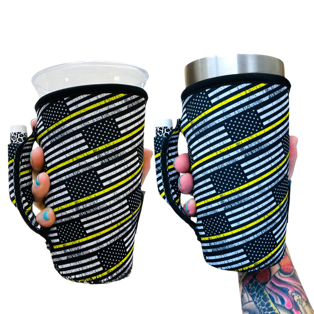 Yellow Line 20oz Large Coffee / Tea / Tumbler Handler™ - Drink Handlers